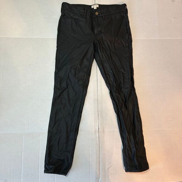 J.Crew Mid Rise Vegan Leather Skinny Pants Tight Flex Fit Size 26 Cropped - Picture 1 of 8